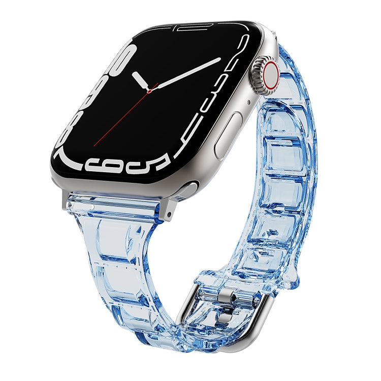 For Apple Watch 6 44mm Cube Airbag Clear TPU Watch Band(Blue) - Watch Bands by PMC Jewellery | Online Shopping South Africa | PMC Jewellery