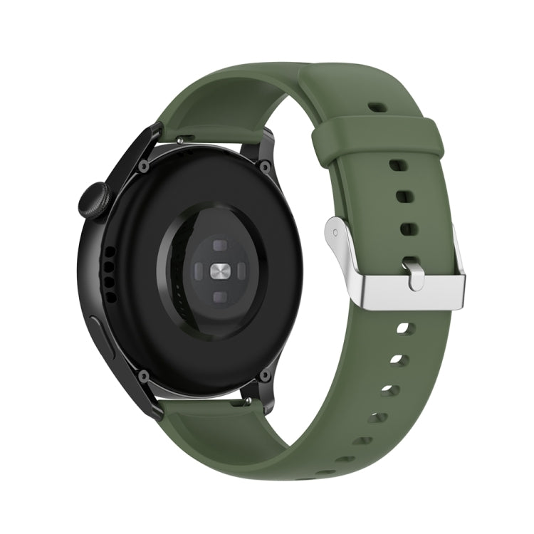 For Huawei Watch 4 / Watch 4 Pro Solid Color Silicone Stainless Steel Silver Buckle Watch Band(Dark Green) - Watch Bands by PMC Jewellery | Online Shopping South Africa | PMC Jewellery