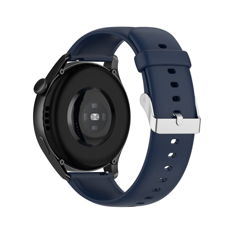 For Huawei Watch 4 / Watch 4 Pro Solid Color Silicone Stainless Steel Silver Buckle Watch Band(Navy Blue) - Watch Bands by PMC Jewellery | Online Shopping South Africa | PMC Jewellery