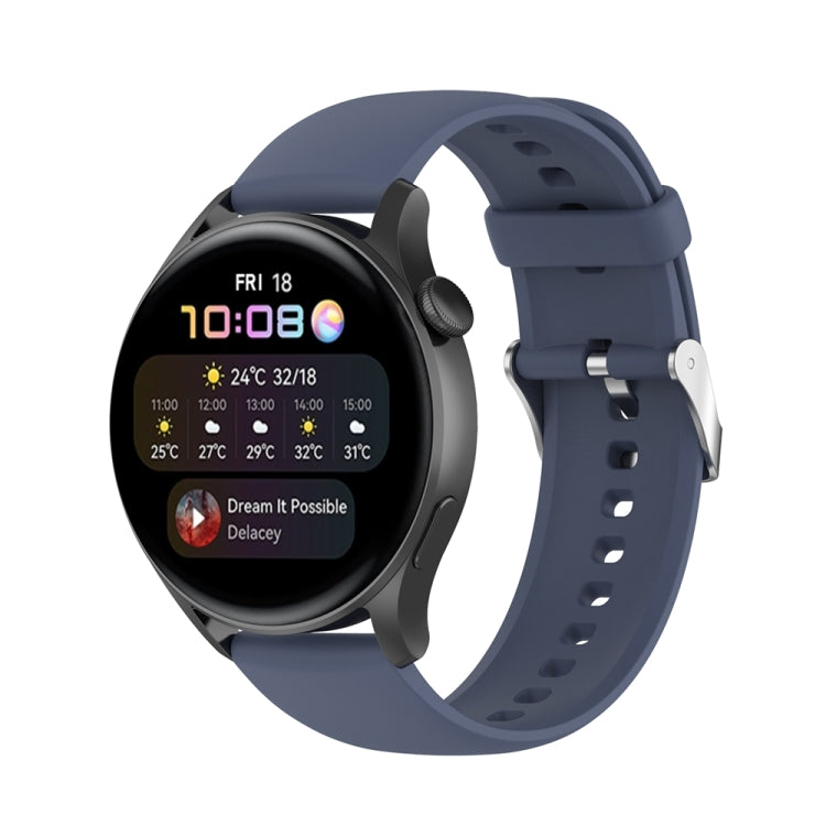 For Huawei Watch 4 / Watch 4 Pro Solid Color Silicone Stainless Steel Silver Buckle Watch Band(Blue Grey) - Watch Bands by PMC TechLife | Online Shopping South Africa | PMC TechLife
