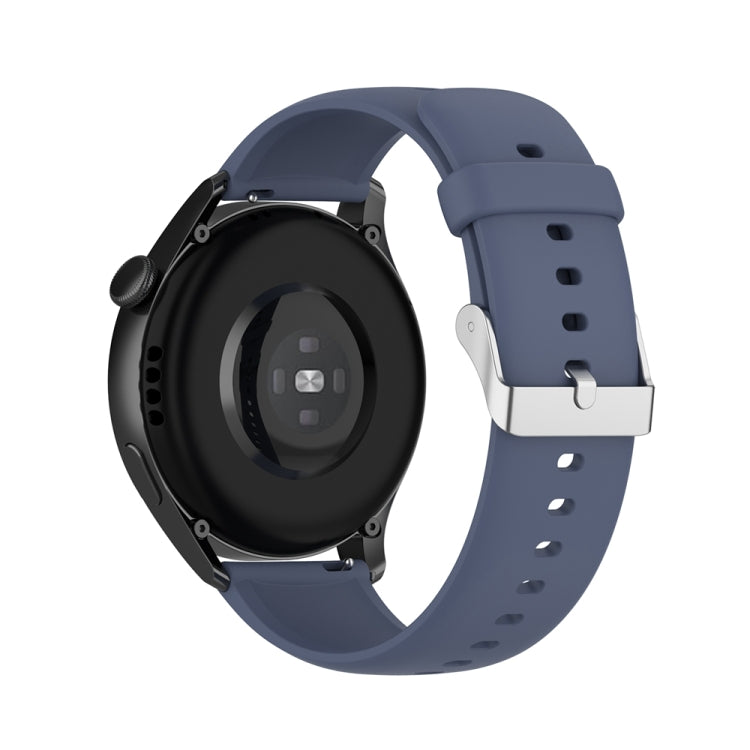 For Huawei Watch 4 / Watch 4 Pro Solid Color Silicone Stainless Steel Silver Buckle Watch Band(Blue Grey) - Watch Bands by PMC TechLife | Online Shopping South Africa | PMC TechLife