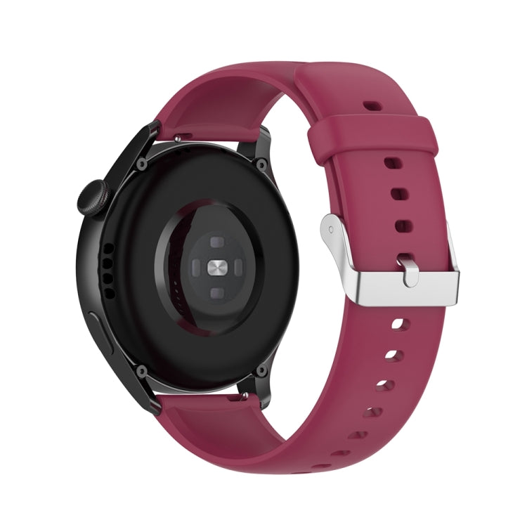 For Huawei Watch 4 / Watch 4 Pro Solid Color Silicone Stainless Steel Silver Buckle Watch Band(Wine Red) - Watch Bands by PMC Jewellery | Online Shopping South Africa | PMC Jewellery