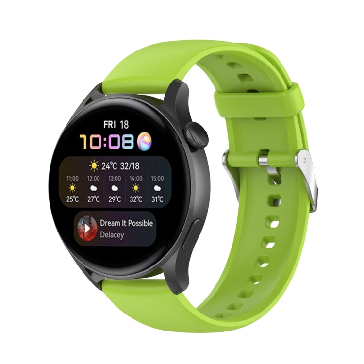 For Huawei Watch 4 / Watch 4 Pro Solid Color Silicone Stainless Steel Silver Buckle Watch Band(Lime Green) - Watch Bands by PMC TechLife | Online Shopping South Africa | PMC TechLife