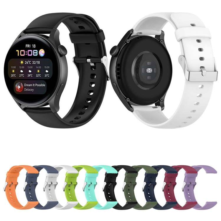 For Huawei Watch 4 / Watch 4 Pro Solid Color Silicone Stainless Steel Silver Buckle Watch Band(Wine Red) - Watch Bands by PMC TechLife | Online Shopping South Africa | PMC TechLife