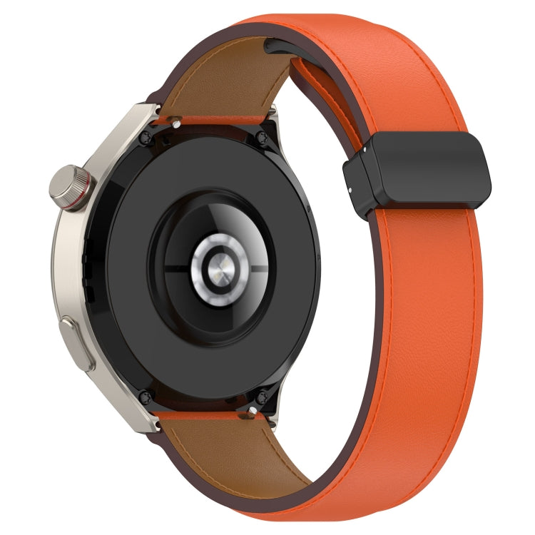 For Huawei Watch 4 / Watch 4 Pro Folding Buckle Genuine Leather Watch Band(Orange) - Watch Bands by PMC TechLife | Online Shopping South Africa | PMC TechLife