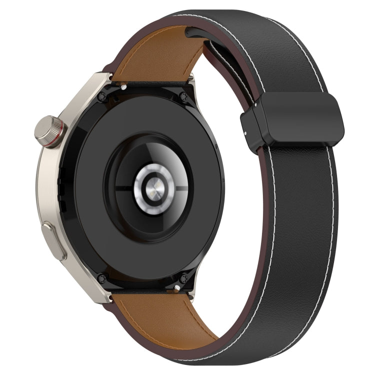 For Huawei Watch 4 / Watch 4 Pro Folding Buckle Genuine Leather Watch Band(Black) - Watch Bands by PMC TechLife | Online Shopping South Africa | PMC TechLife