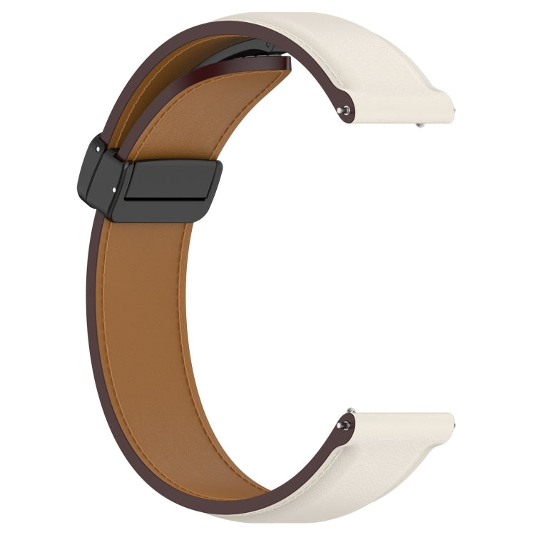 For Huawei Watch 4 / Watch 4 Pro Folding Buckle Genuine Leather Watch Band(Creamy White) - Watch Bands by PMC Jewellery | Online Shopping South Africa | PMC Jewellery