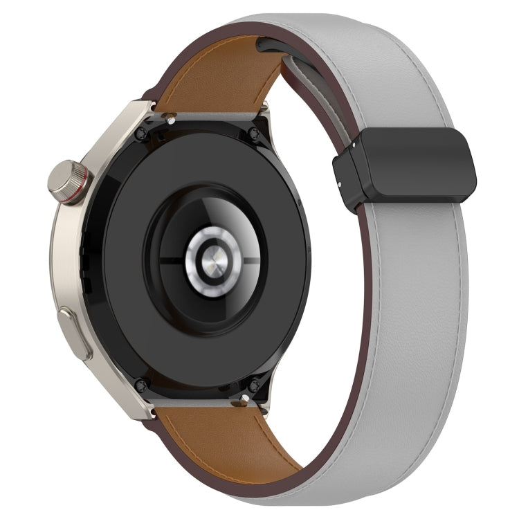 For Huawei Watch 4 / Watch 4 Pro Folding Buckle Genuine Leather Watch Band(Grey) - Watch Bands by PMC TechLife | Online Shopping South Africa | PMC TechLife