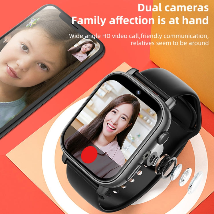 UNIWA X1S 1.9 inch IP67 Waterproof 4G Android 8.1 Dual Cameras Smart Watch Support Temperature Measurement, Specification:1G+8G(Black) - Android Watch by UNIWA | Online Shopping South Africa | PMC Jewellery