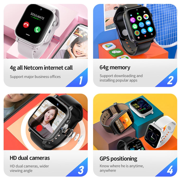 UNIWA X1S 1.9 inch IP67 Waterproof 4G Android 8.1 Dual Cameras Smart Watch Support Temperature Measurement, Specification:2G+16G(Black) - Android Watch by UNIWA | Online Shopping South Africa | PMC TechLife
