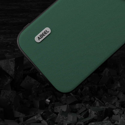 For iPhone 14 Plus ABEEL Genuine Leather Silky Soft Black Edge Phone Case(Green) - iPhone 14 Plus Cases by PMC Jewellery | Online Shopping South Africa | PMC Jewellery