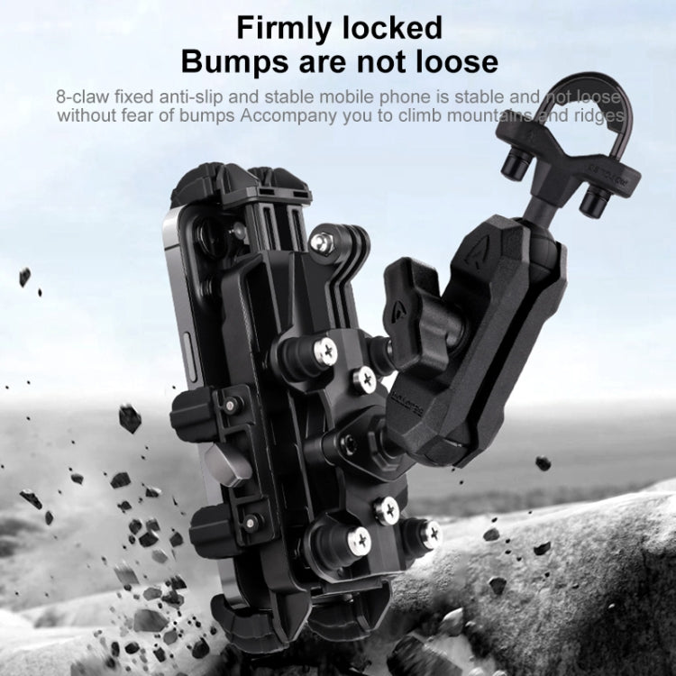 MOTOSLG Crab Motorcycle Phone Clamp Bracket O-Type Rear Mirror Mount with Anti-theft Lock(Black) - Holder by MOTOLSG | Online Shopping South Africa | PMC TechLife | Buy Now Pay Later Mobicred