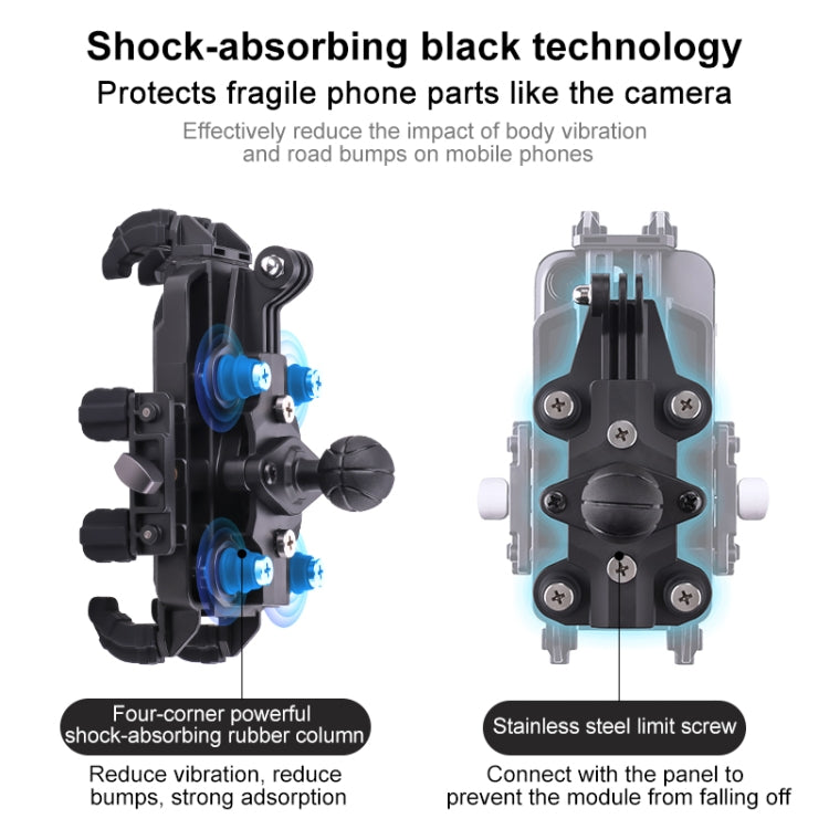 MOTOSLG Crab Motorcycle Phone Clamp Bracket L-Type Rear Mirror Mount with Anti-theft Lock(Black) - free shipping - PMC TechLife - Order now!