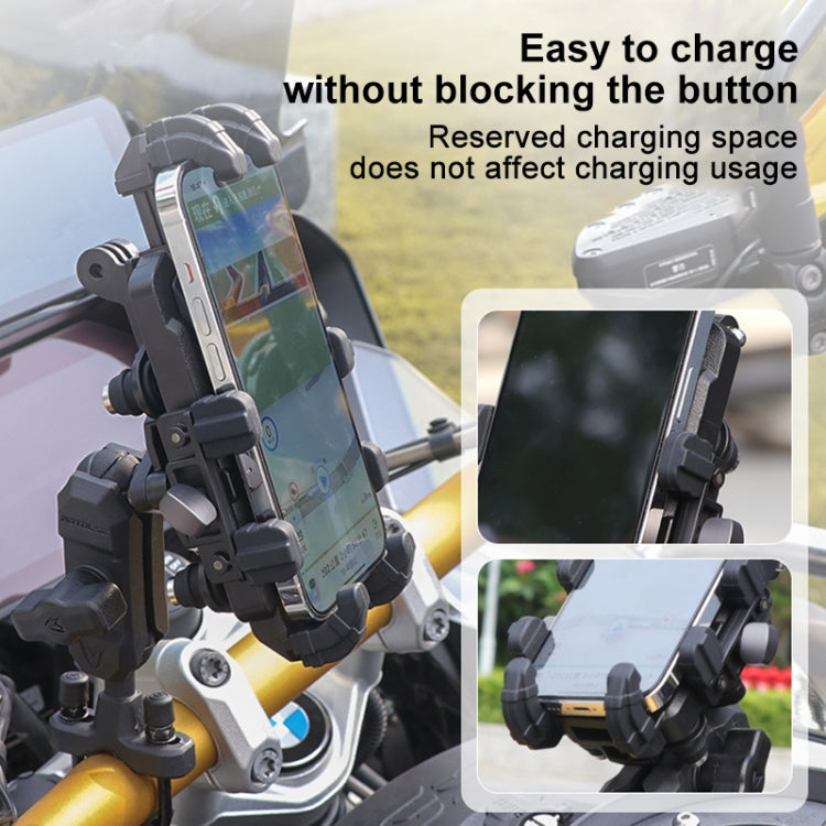 MOTOSLG Crab Motorcycle Phone Clamp Bracket L-Type Rear Mirror Mount with Anti-theft Lock(Black) - free shipping - PMC TechLife - Order now!