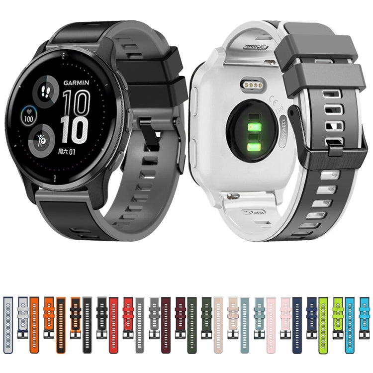 Compatible with Garmin Compatible witherunner 265S / 255S / Venu 2S 18mm Weave Two-Color Silicone Watch Band(Wine Red Black) - free shipping - PMC TechLife - Order now!