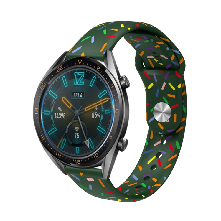 For Garmin Venu / SQ / SQ2 / Venu 2 Plus 20mm Sports Rainbow Dots Silicone Watch Band(Green) - Watch Bands by PMC TechLife | Online Shopping South Africa | PMC TechLife