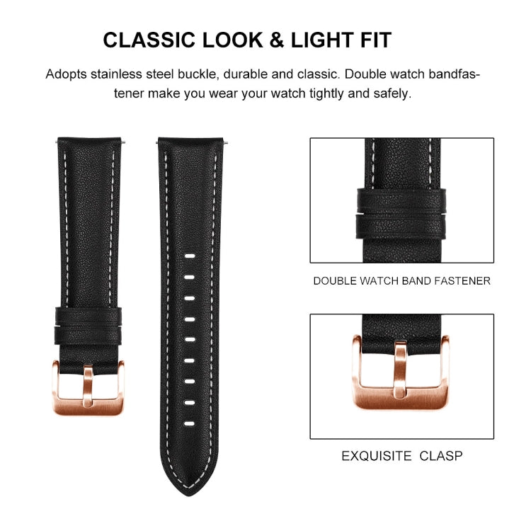 For Garmin Venu / SQ / SQ2 / Venu 2 Plus 20mm Rose Gold Buckle Genuine Leather Watch Band(Apricot) - Watch Bands by PMC TechLife | Online Shopping South Africa | PMC TechLife
