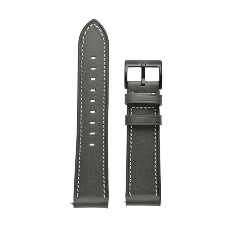 For Garmin Venu / SQ / SQ2 / Venu 2 Plus Stitching Black Buckle Genuine Leather Watch Band(Grey) - Watch Bands by PMC TechLife | Online Shopping South Africa | PMC TechLife