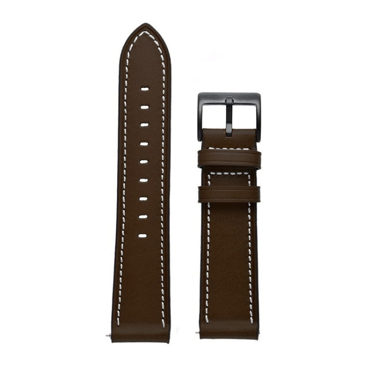 For Garmin Venu / SQ / SQ2 / Venu 2 Plus Stitching Black Buckle Genuine Leather Watch Band(Coffee) - Watch Bands by PMC TechLife | Online Shopping South Africa | PMC TechLife