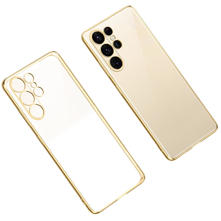 For Samsung Galaxy S23 Ultra 5G SULADA Shockproof Plating TPU Transparent Phone Case(Gold) - Galaxy S23 Ultra 5G Cases by SULADA | Online Shopping South Africa | PMC Jewellery