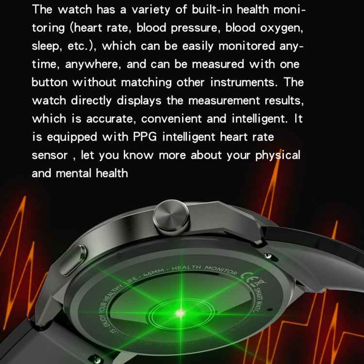 KT62 1.36 inch TFT Round Screen Smart Watch Supports Bluetooth Call/Blood Oxygen Monitoring, Strap:Silicone Strap(Black) - Smart Watches by PMC TechLife | Online Shopping South Africa | PMC TechLife