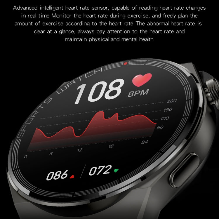 KT62 1.36 inch TFT Round Screen Smart Watch Supports Bluetooth Call/Blood Oxygen Monitoring, Strap:Leather Strap(Black) - Smart Watches by PMC TechLife | Online Shopping South Africa | PMC TechLife