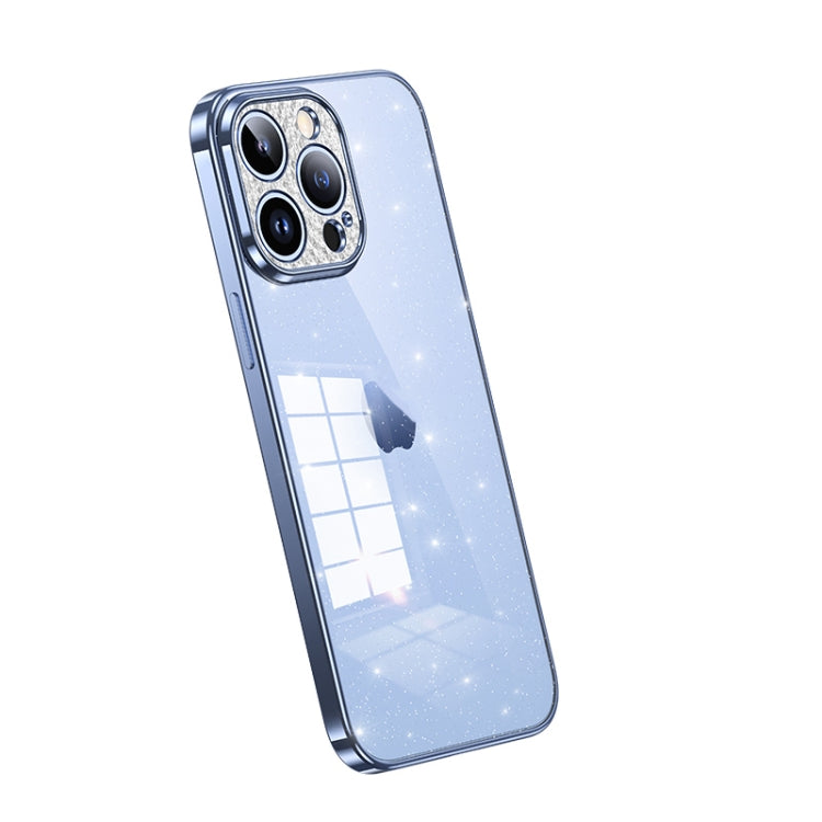 For iPhone 14 Pro Max SULADA Electroplated Transparent Glittery TPU Phone Case(Blue) - free shipping - PMC TechLife - Order now!