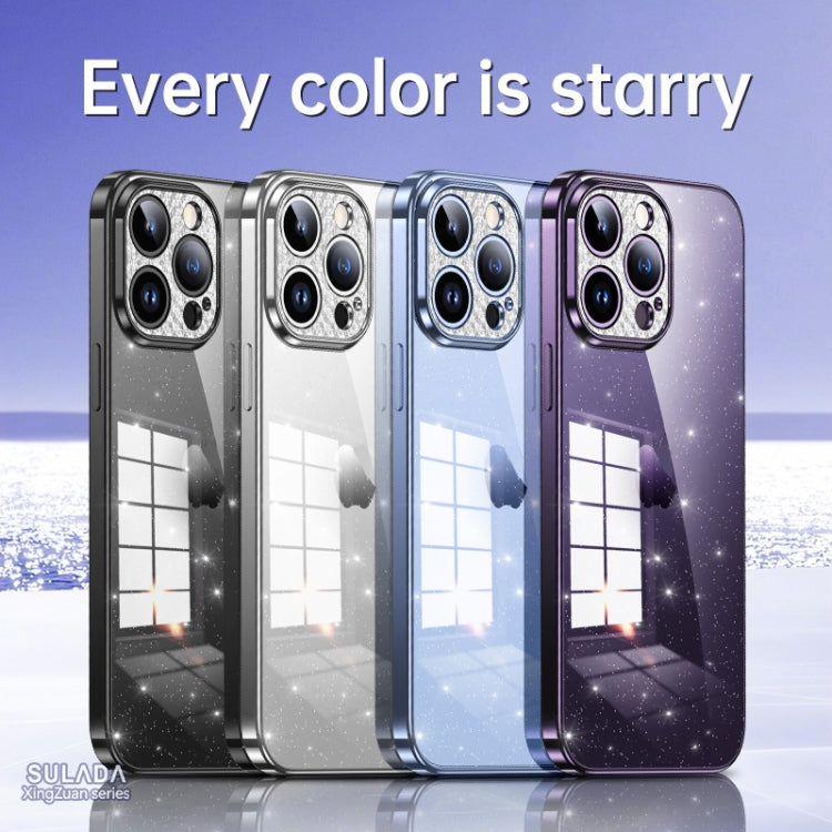 For iPhone 14 Plus SULADA Electroplated Transparent Glittery TPU Phone Case(Black) - free shipping - PMC TechLife - Order now!