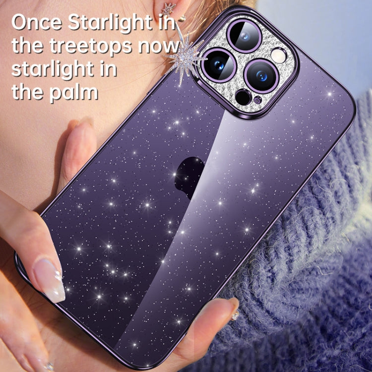 For iPhone 13 Pro SULADA Electroplated Transparent Glittery TPU Phone Case(Purple) - free shipping - PMC TechLife - Order now!