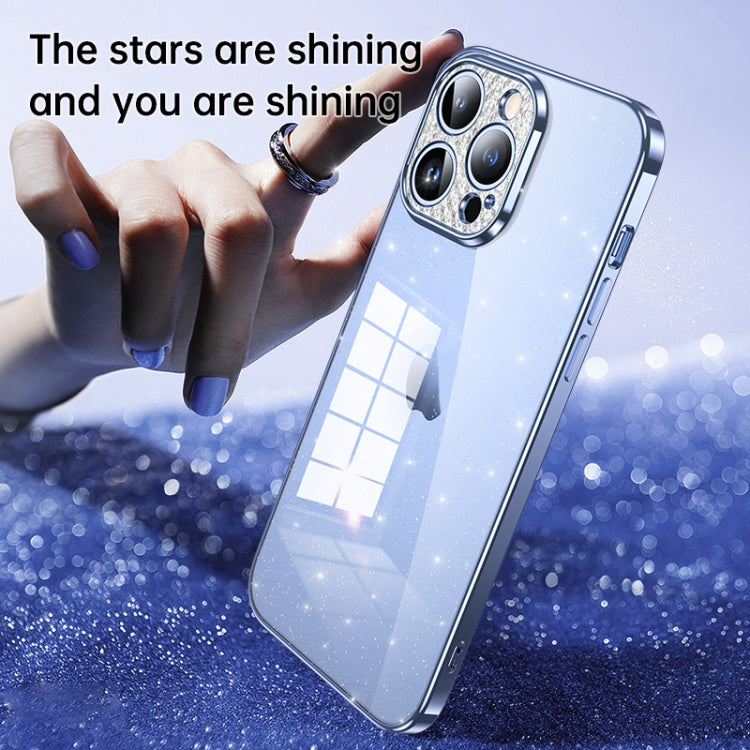 For iPhone 12 Pro Max SULADA Electroplated Transparent Glittery TPU Phone Case(Blue) - iPhone 12 Pro Max Cases by SULADA | Online Shopping South Africa | PMC TechLife | Buy Now Pay Later Mobicred
