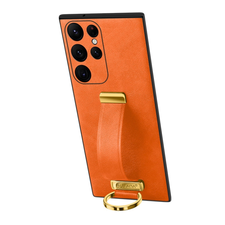 For Samsung Galaxy S23 Ultra 5G SULADA PC + Leather Texture Skin Feel Shockproof Phone Case(Orange) - Galaxy S23 Ultra 5G Cases by SULADA | Online Shopping South Africa | PMC Jewellery