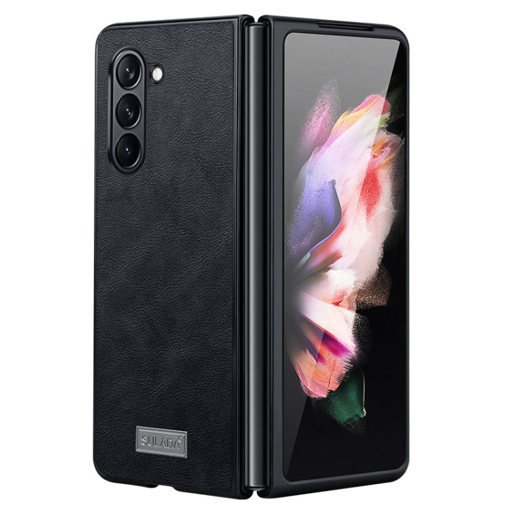 For Samsung Galaxy Z Fold5 SULADA Shockproof TPU + Handmade Leather Phone Case(Black) - Galaxy Z Fold5 Cases by SULADA | Online Shopping South Africa | PMC Jewellery