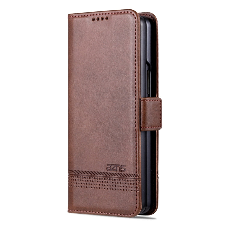 For Samsung Galaxy Z Fold5 5G AZNS Magnetic Calf Texture Flip Leather Phone Case(Dark Brown) - free shipping - PMC TechLife - Order now!