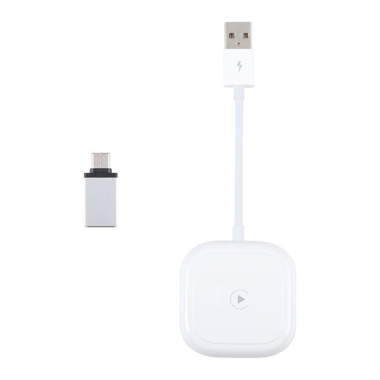 USB + USB-C / Type-C Wired to Wireless Carplay Adapter for iPhone(White) - Bluetooth Adapters by PMC Jewellery | Online Shopping South Africa | PMC Jewellery