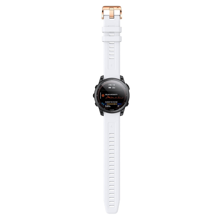 Compatible with Garmin Fenix 7S Pro 42mm Rose Gold Buckle Silicone Watch Band(White) - Watch Bands by PMC TechLife | Online Shopping South Africa | PMC TechLife | Buy Now Pay Later Mobicred