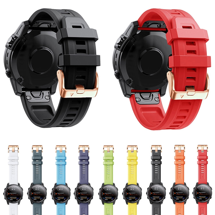 Compatible with Garmin Fenix 7S Pro 42mm Rose Gold Buckle Silicone Watch Band(White) - Watch Bands by PMC TechLife | Online Shopping South Africa | PMC TechLife | Buy Now Pay Later Mobicred