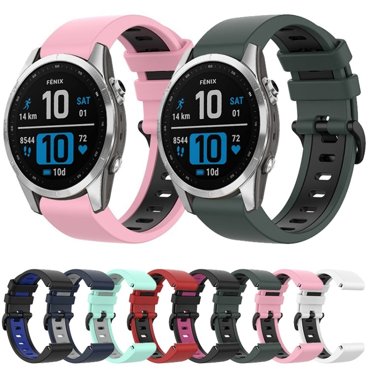 Compatible with Garmin Fenix 7S Pro 42mm Sports Two-Color Silicone Watch Band(Dark Blue+Grey) - free shipping - PMC TechLife - Order now!
