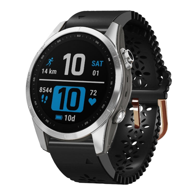 Compatible with Garmin Fenix 7S Pro 42mm Lady Lace Punch Silicone Watch Band(Black) - free shipping - PMC TechLife - Order now!