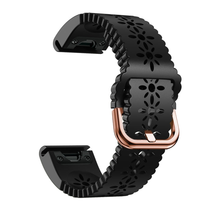 Compatible with Garmin Fenix 7S Pro 42mm Lady Lace Punch Silicone Watch Band(Black) - free shipping - PMC TechLife - Order now!