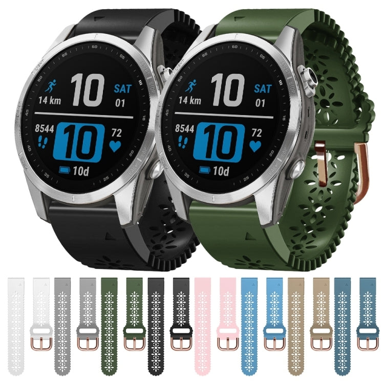 Compatible with Garmin Fenix 7S Pro 42mm Lady Lace Punch Silicone Watch Band(Black) - free shipping - PMC TechLife - Order now!