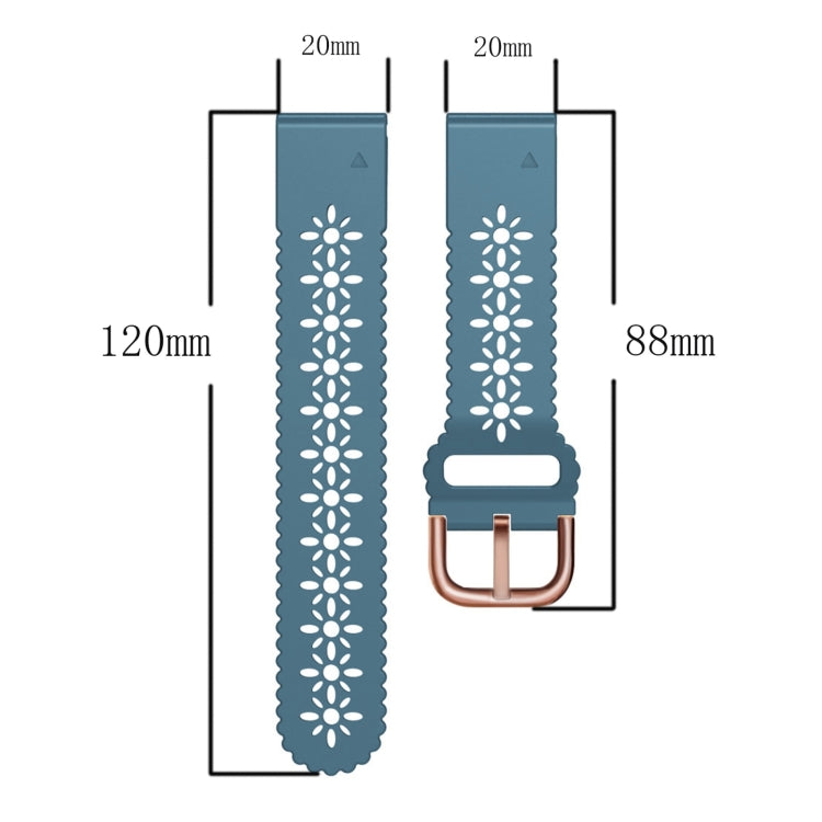 Compatible with Garmin Fenix 7S Pro 42mm Lady Lace Punch Silicone Watch Band(Khaki) - Watch Bands by PMC TechLife | Online Shopping South Africa | PMC TechLife | Buy Now Pay Later Mobicred