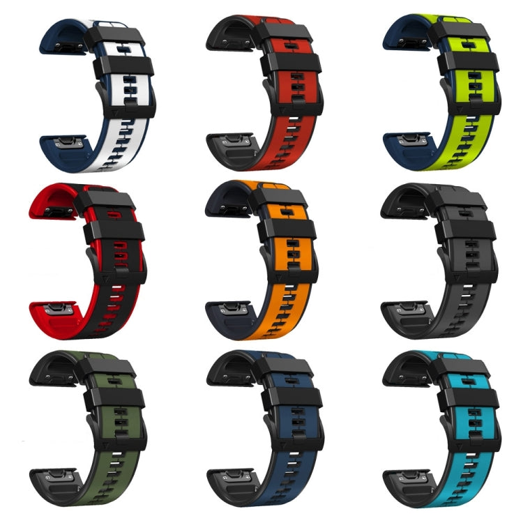 Compatible with Garmin Fenix 7 Pro 47mm Sports Two-Color Silicone Watch Band(Sky Blue+Black) - free shipping - PMC TechLife - Order now!