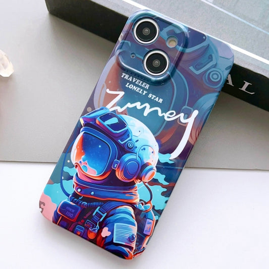 For iPhone 14 Plus Painted Pattern Precise Hole PC Phone Case(Blue Paint Astronaut) - iPhone 14 Plus Cases by PMC Jewellery | Online Shopping South Africa | PMC Jewellery