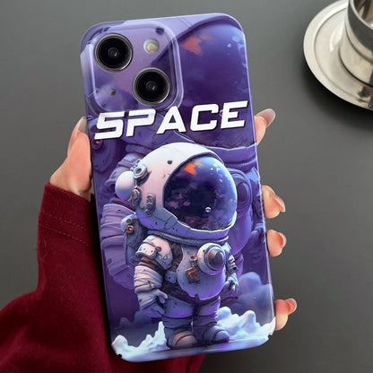 For iPhone 14 Plus Painted Pattern Precise Hole PC Phone Case(Purple Astronaut) - iPhone 14 Plus Cases by PMC Jewellery | Online Shopping South Africa | PMC Jewellery