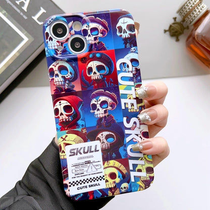 For iPhone 14 Plus Painted Pattern Precise Hole PC Phone Case(Cute Skull) - iPhone 14 Plus Cases by PMC Jewellery | Online Shopping South Africa | PMC Jewellery