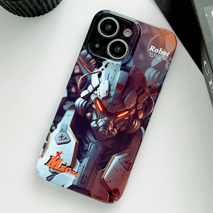 For iPhone 14 Painted Pattern Precise Hole PC Phone Case(Orange Robot) - iPhone 14 Cases by PMC Jewellery | Online Shopping South Africa | PMC Jewellery