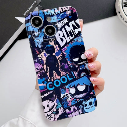 For iPhone 14 Painted Pattern Precise Hole PC Phone Case(Purple Comics) - iPhone 14 Cases by PMC Jewellery | Online Shopping South Africa | PMC Jewellery