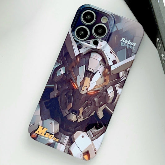 For iPhone 14 Pro Painted Pattern Precise Hole PC Phone Case(Grey Robot) - iPhone 14 Pro Cases by PMC Jewellery | Online Shopping South Africa | PMC Jewellery