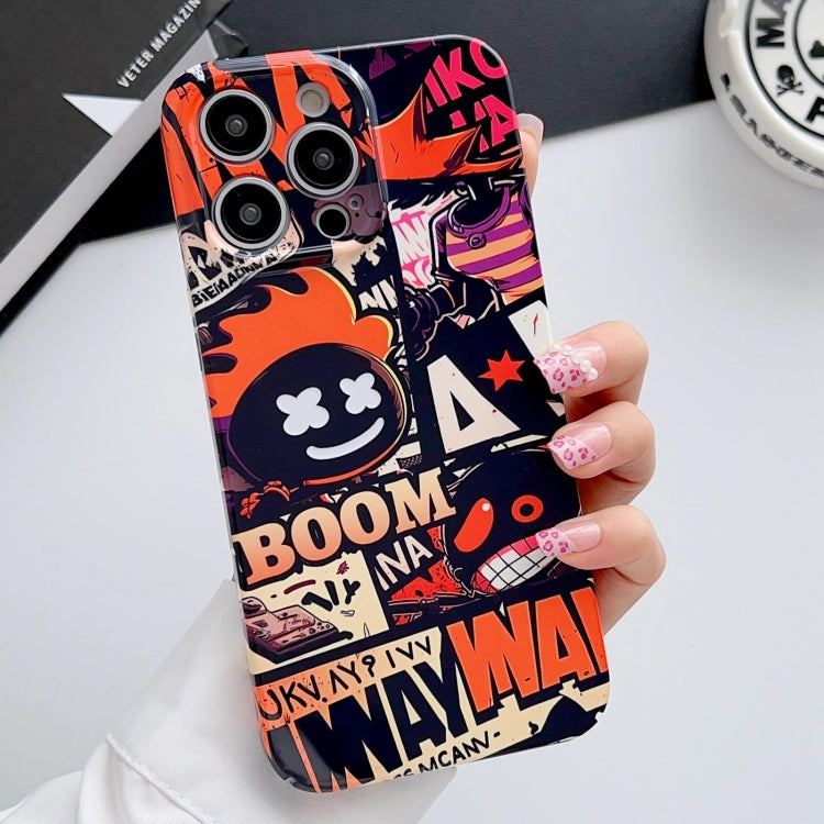 For iPhone 14 Pro Max Painted Pattern Precise Hole PC Phone Case(Orange Comics) - iPhone 14 Pro Max Cases by PMC Jewellery | Online Shopping South Africa | PMC Jewellery