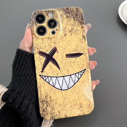 For iPhone 13 Pro Max Painted Pattern Precise Hole PC Phone Case(Yellow Background Smiling) - iPhone 13 Pro Max Cases by PMC Jewellery | Online Shopping South Africa | PMC Jewellery